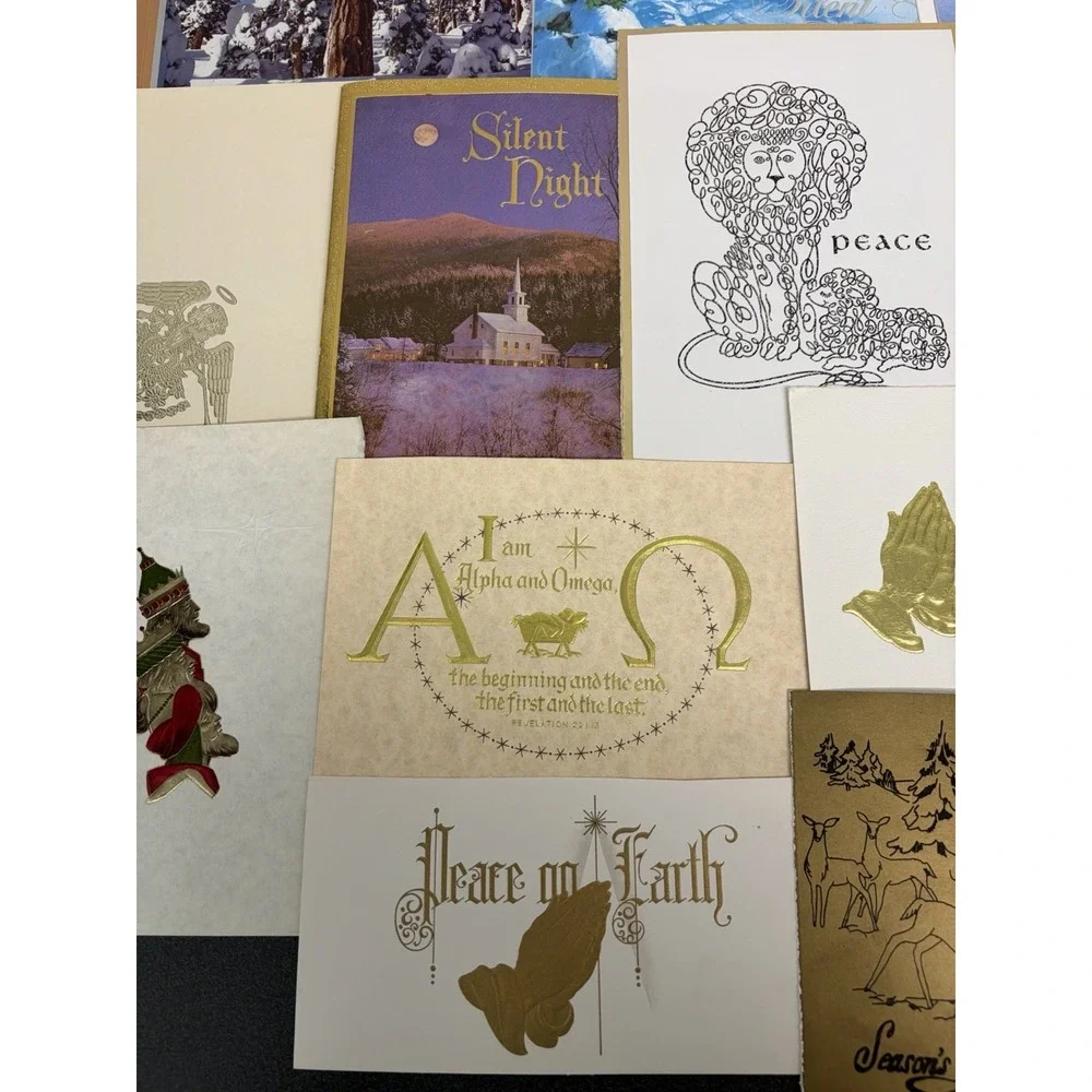 Vintage Metallic Christmas Cards Fronts ONLY for Scrapbooking Crafts Lot of 50+
